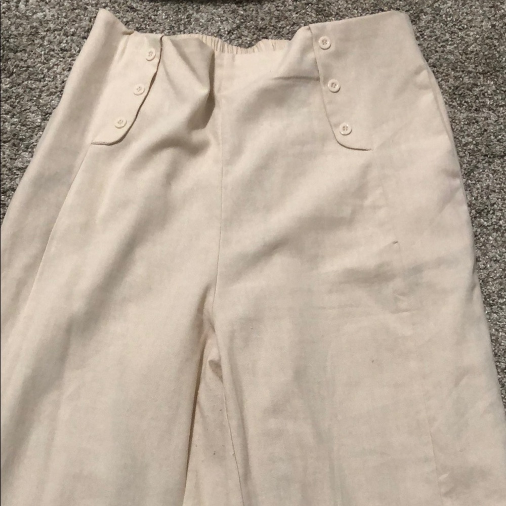 Cream High-Waisted Pants